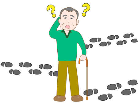 An old man wanderingのイラスト素材
