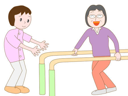 Senior working hard in rehabのイラスト素材