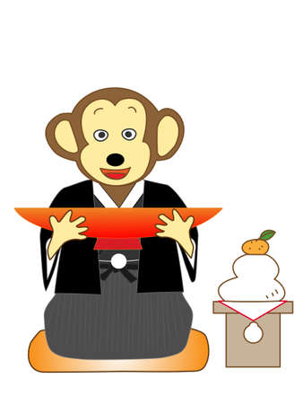 Monkey drink of new year's celebrationsのイラスト素材
