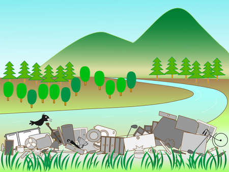 Illegal dumping of garbageのイラスト素材