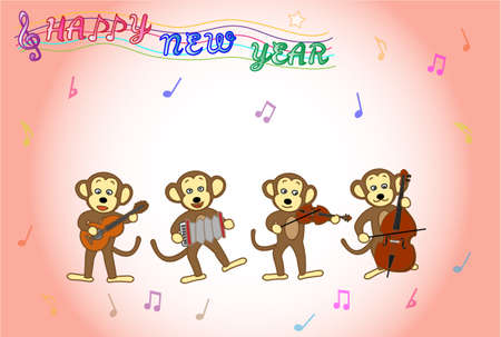 Monkey playing cards materialのイラスト素材