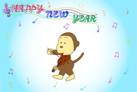 Monkey violinist postingのイラスト素材