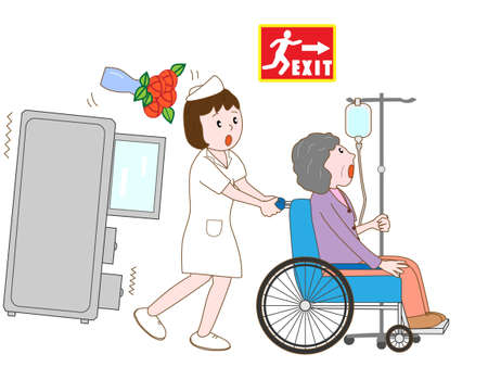 Hospitalized patients displaced by the earthquakeのイラスト素材