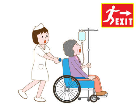 Hospital patients evacuated by alarmのイラスト素材