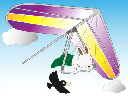 Hang gliding in rabbitsのイラスト素材