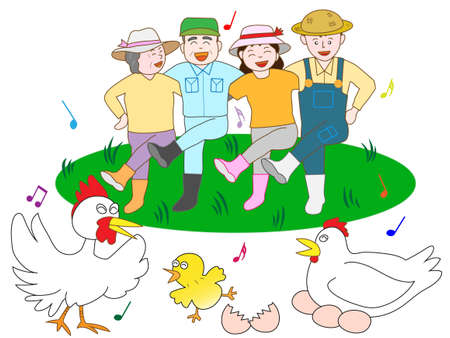 Bright poultry farmersのイラスト素材