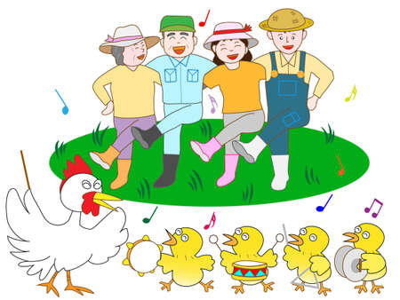 Bright poultry farmersのイラスト素材