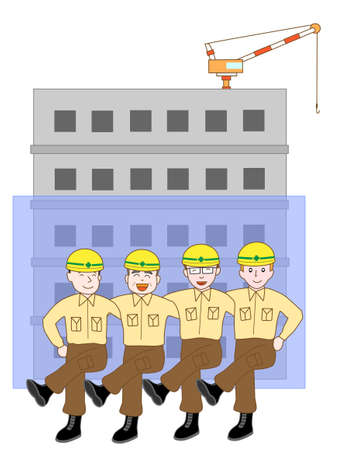 Construction workers building exerciseのイラスト素材