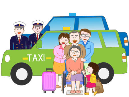 Family travel offers a taxiのイラスト素材