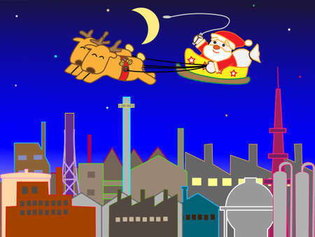 Factory area Christmas nightのイラスト素材