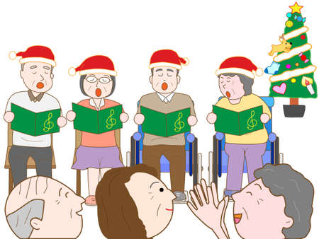 Christmas concert of the facilities for the elderlyのイラスト素材