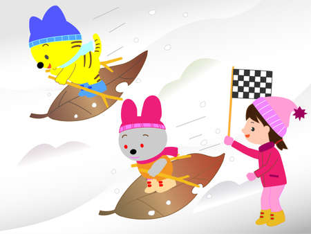 Animal winter sportsのイラスト素材