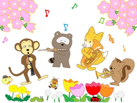 Spring animals musicのイラスト素材