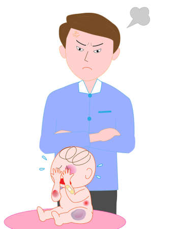 Father mistreated babyのイラスト素材