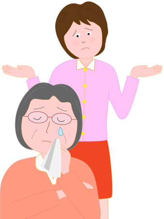 Family troubles. It is a quarrel between mother and daughter.のイラスト素材