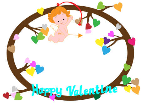 Cupid bring love on Valentine's dayのイラスト素材