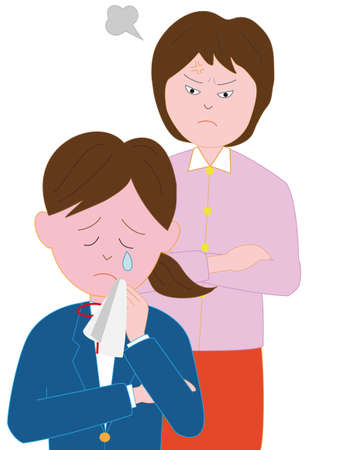 Her mother scolds her daughter's schoolgirlのイラスト素材
