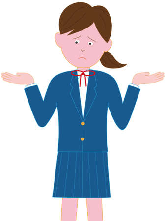 Pose of high school girls in troubleのイラスト素材