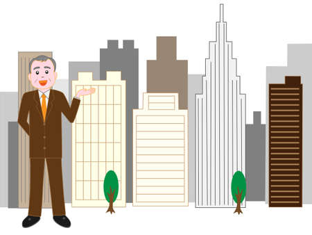 Senior guide downtown businessmenのイラスト素材