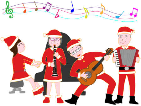 Family Christmas carol concert.のイラスト素材