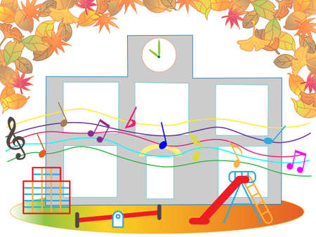 Sound of music from a nursery in the fall illustration.のイラスト素材