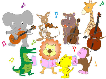 The concert of the animals.のイラスト素材