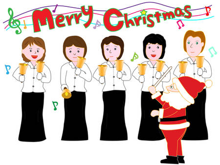 Playing in the handbell Christmas concertのイラスト素材