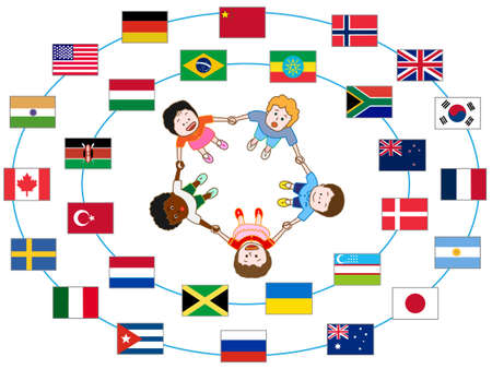 Image posters for the international community to protect children and animals a peaceful life.のイラスト素材