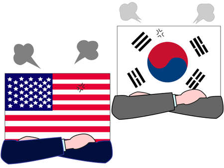 And the country's diplomacy. Represents a relationship between Korea and the United States.のイラスト素材