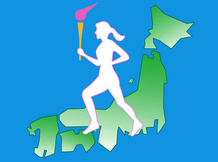 Image illustration of the torch relay at an international sports event held in Japanのイラスト素材