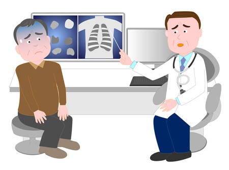 Patients worried about receiving an explanation of the disease from a doctor.のイラスト素材