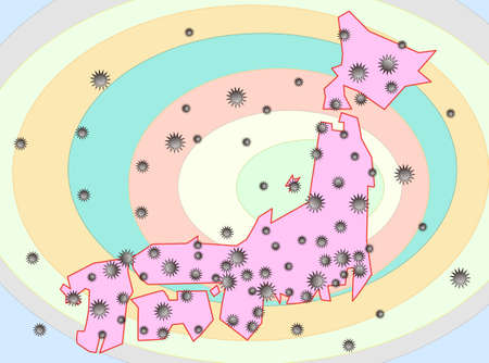 Image illustration sispread virus infected throughout Japan.のイラスト素材