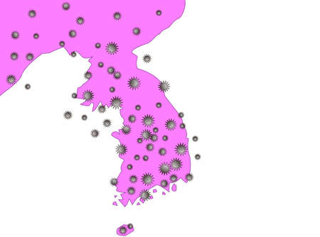 Image of virus outbreak spread in South Korea and North Koreaのイラスト素材