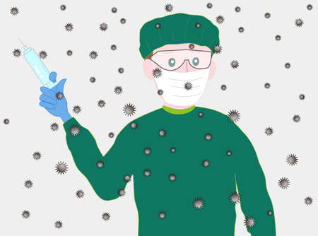 Doctor treating infected patients from the virusのイラスト素材