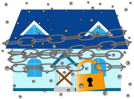 Homes closed due to spreading virus infectionのイラスト素材