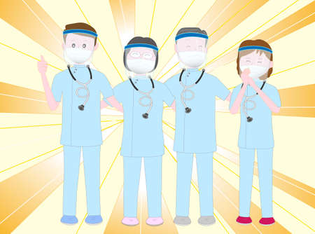 An illustration honoring medical staff treating patients infected with the new coronavirus.のイラスト素材