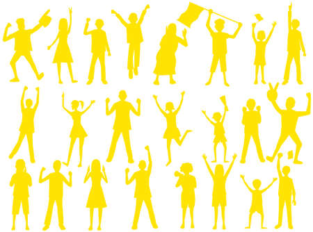 People watching sports and cheering.のイラスト素材