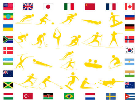 Winter sports icon set. This includes sports for people with disabilities.のイラスト素材