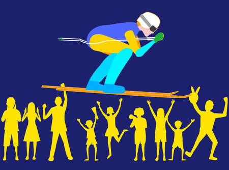It is an illustration of a skier sliding down.のイラスト素材