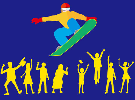 Snowboarder Performance Stock Illustration.のイラスト素材