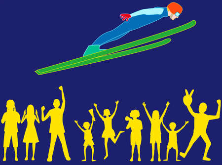 Ski Jumper Performance Illustration.のイラスト素材