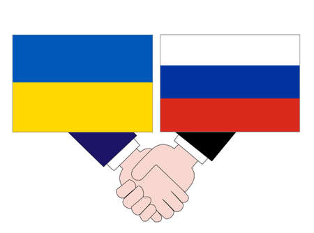 It represents the state of diplomacy between Ukraine and Russia.のイラスト素材