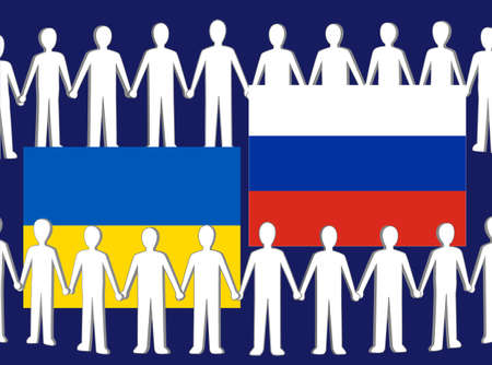 It is an illustration wishing for the end of the war between Russia and Ukraine.のイラスト素材