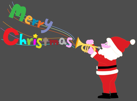 On Christmas Day, Santa Claus is holding a concert.のイラスト素材