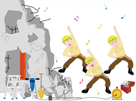 Exercise of building demolition contractorsのイラスト素材