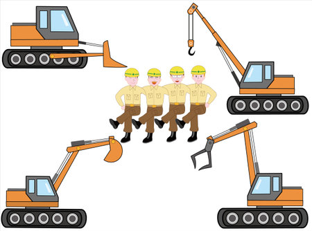 Illustration material of heavy machinery and driver.のイラスト素材