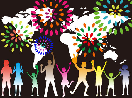 Supporters of international sports competitions.のイラスト素材