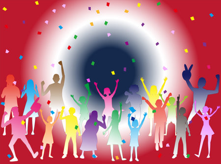 Supporters cheering for a sports event in Paris, France.のイラスト素材