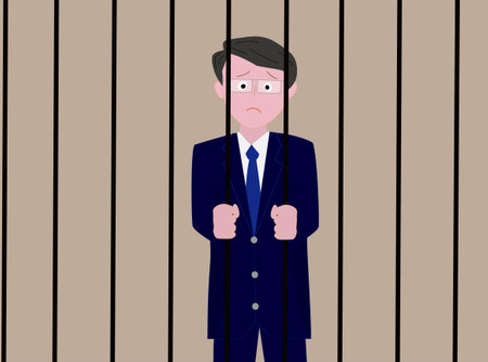 A businessman who committed a crime and was put in jail.のイラスト素材