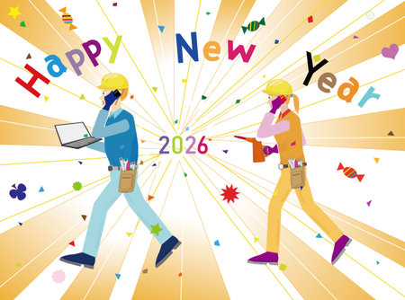 Illustration of a New Year's greeting for 2026.のイラスト素材